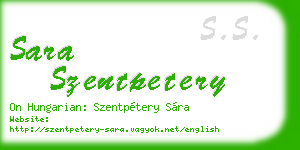 sara szentpetery business card