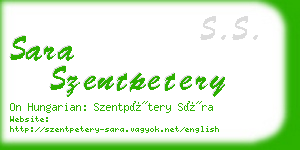 sara szentpetery business card